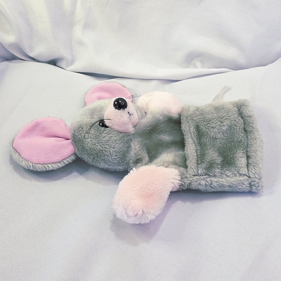 Vintage Mouse Plush Hand Puppet Gray Pink LTD Commodities Korea 10 Inch 1985 - Picture 5 of 9